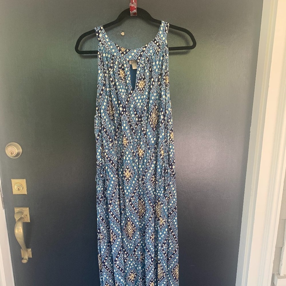 Lucky Brand Goddess Print Maxi Dress Keyhole